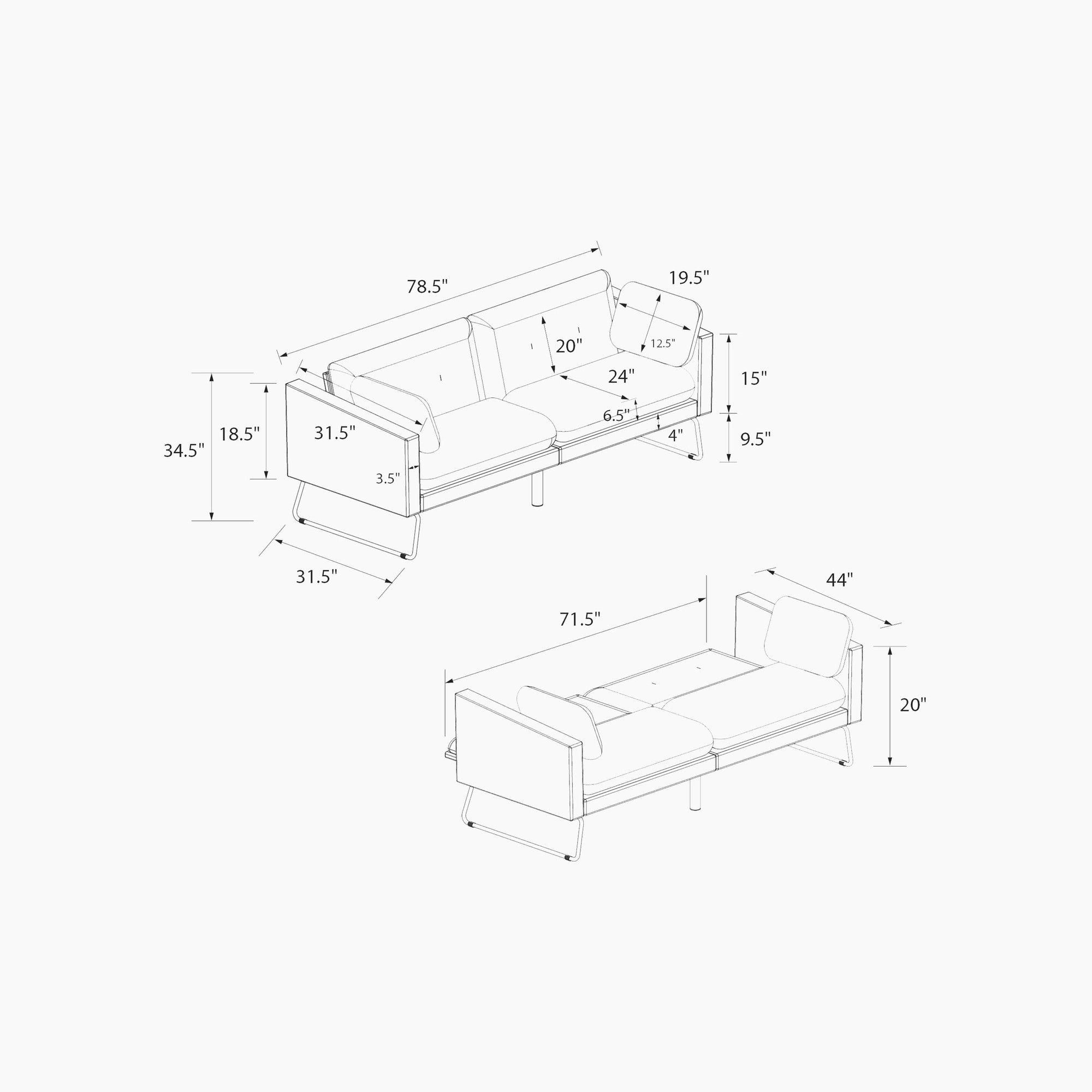 Neely Futon with Bolster Pillows