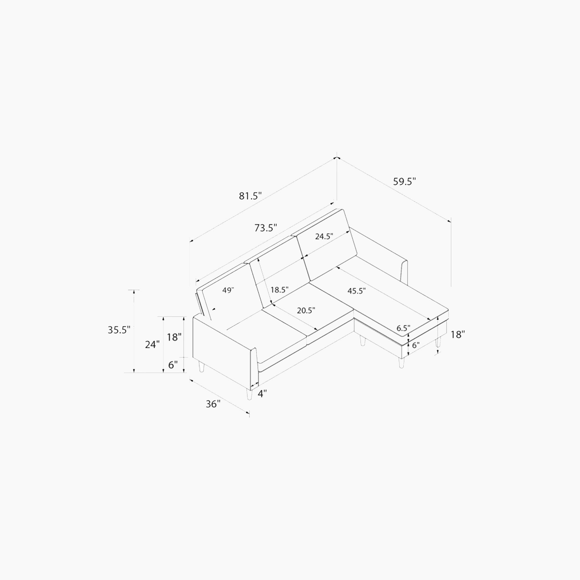 Winston Reversible Sofa Sectional Mr. Kate