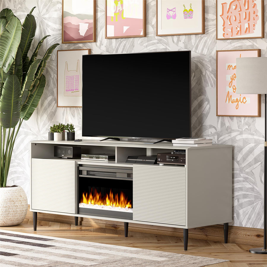 Mr. Kate Daphne Fluted Contemporary Electric Fireplace TV Stand for TVs up to 70" - Taupe