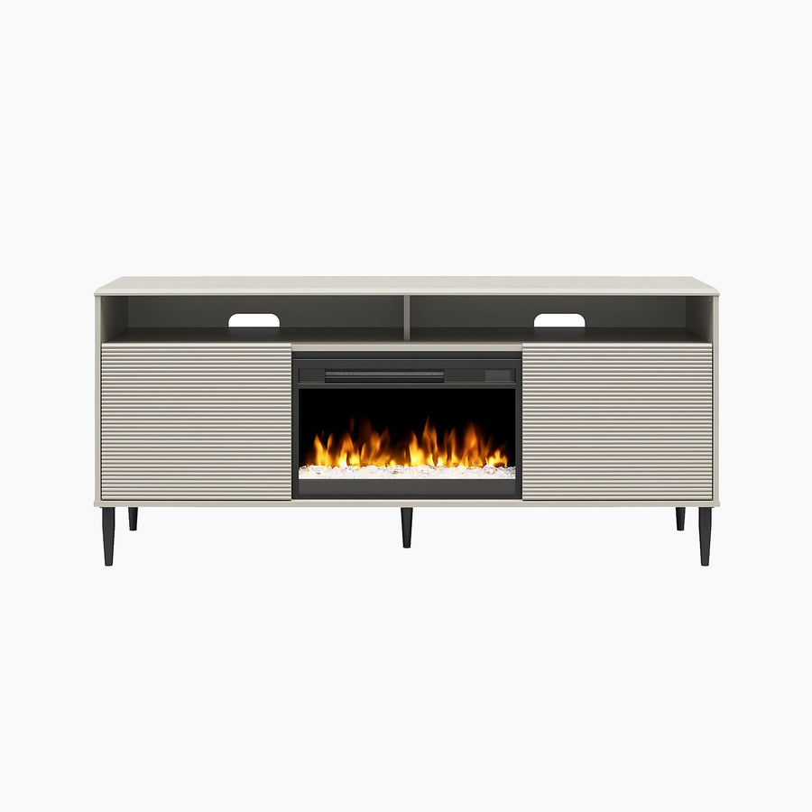 Mr. Kate Daphne Fluted Contemporary Electric Fireplace TV Stand for TVs up to 70" - Taupe