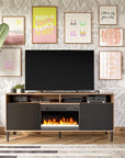 Mr. Kate Daphne Fluted Contemporary Electric Fireplace TV Stand for TVs up to 70" - Walnut/Black