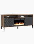 Mr. Kate Daphne Fluted Contemporary Electric Fireplace TV Stand for TVs up to 70" - Walnut/Black