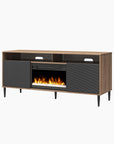 Mr. Kate Daphne Fluted Contemporary Electric Fireplace TV Stand for TVs up to 70" - Walnut/Black