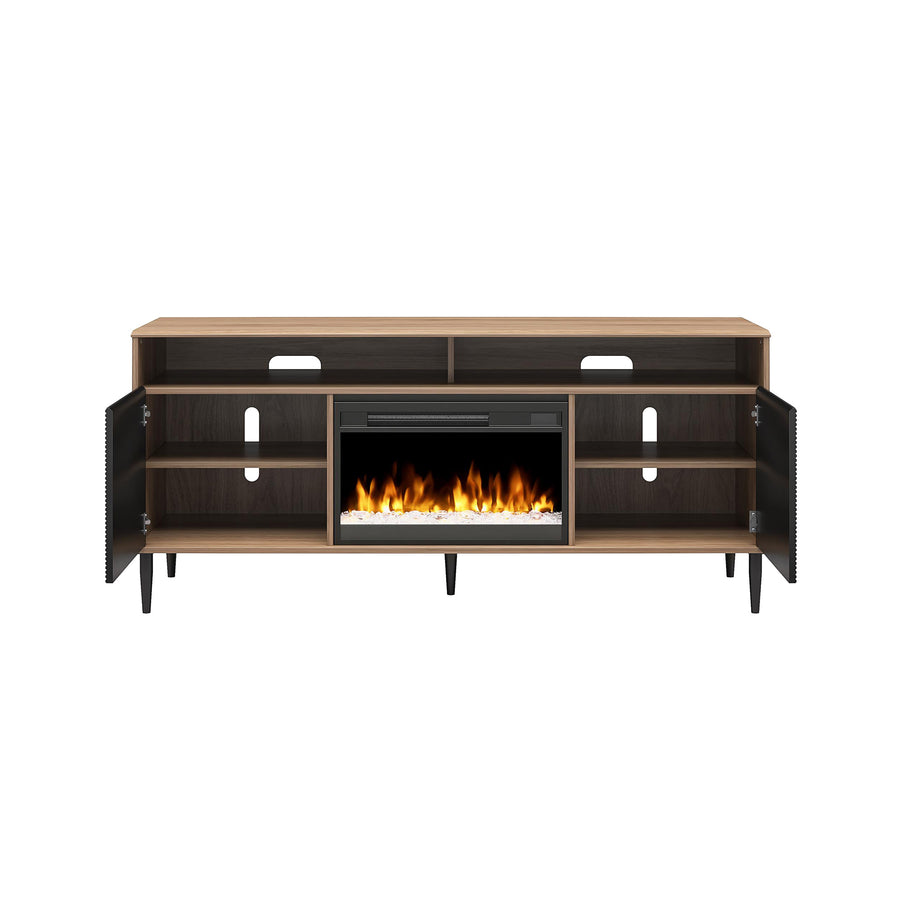 Mr. Kate Daphne Fluted Contemporary Electric Fireplace TV Stand for TVs up to 70" - Walnut/Black