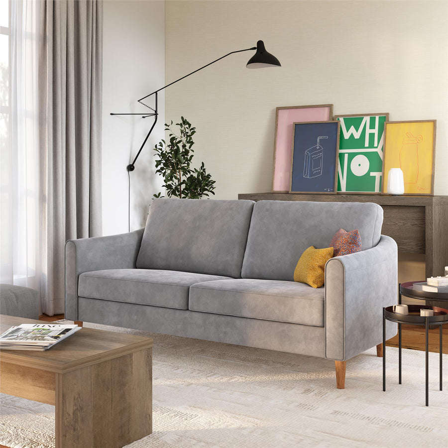 Mr. Kate Moon 73.5" Upholstered Sofa with Curved Back - Gray Velvet