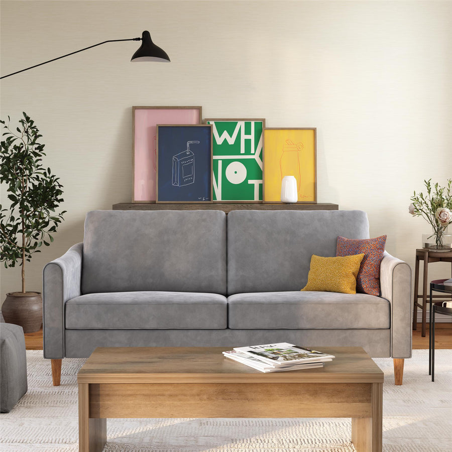 Mr. Kate Moon 73.5" Upholstered Sofa with Curved Back - Gray Velvet