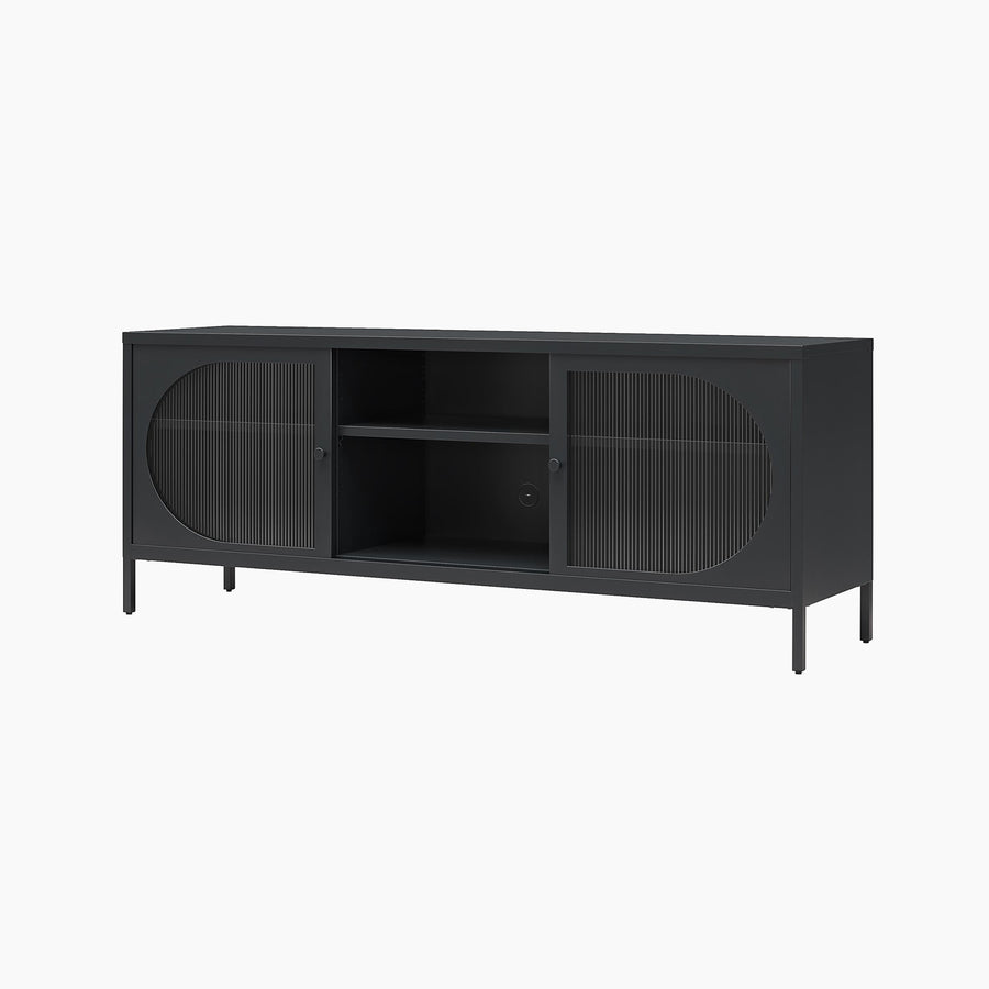 Luna Metal TV Stand with Fluted Glass for 65" TVs