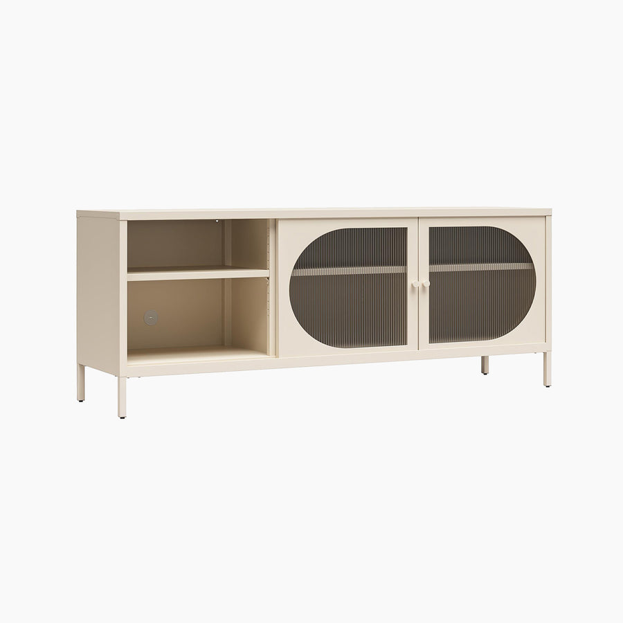 Luna Metal TV Stand with Fluted Glass for 65" TVs