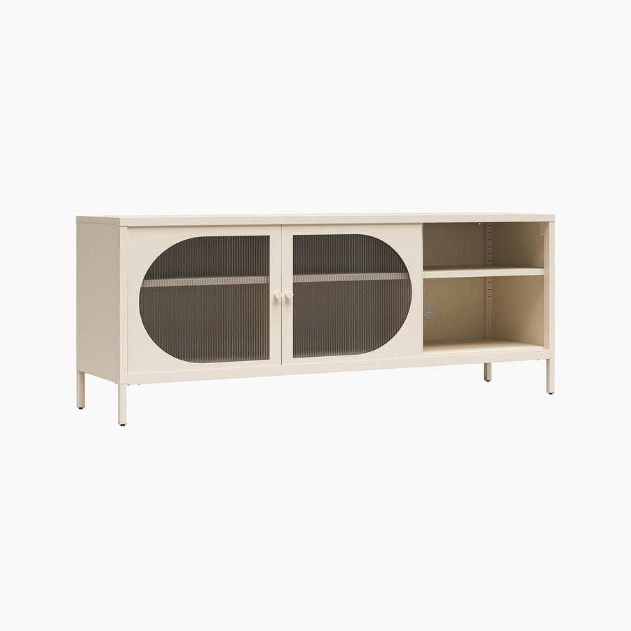 Luna Metal TV Stand with Fluted Glass for 65" TVs