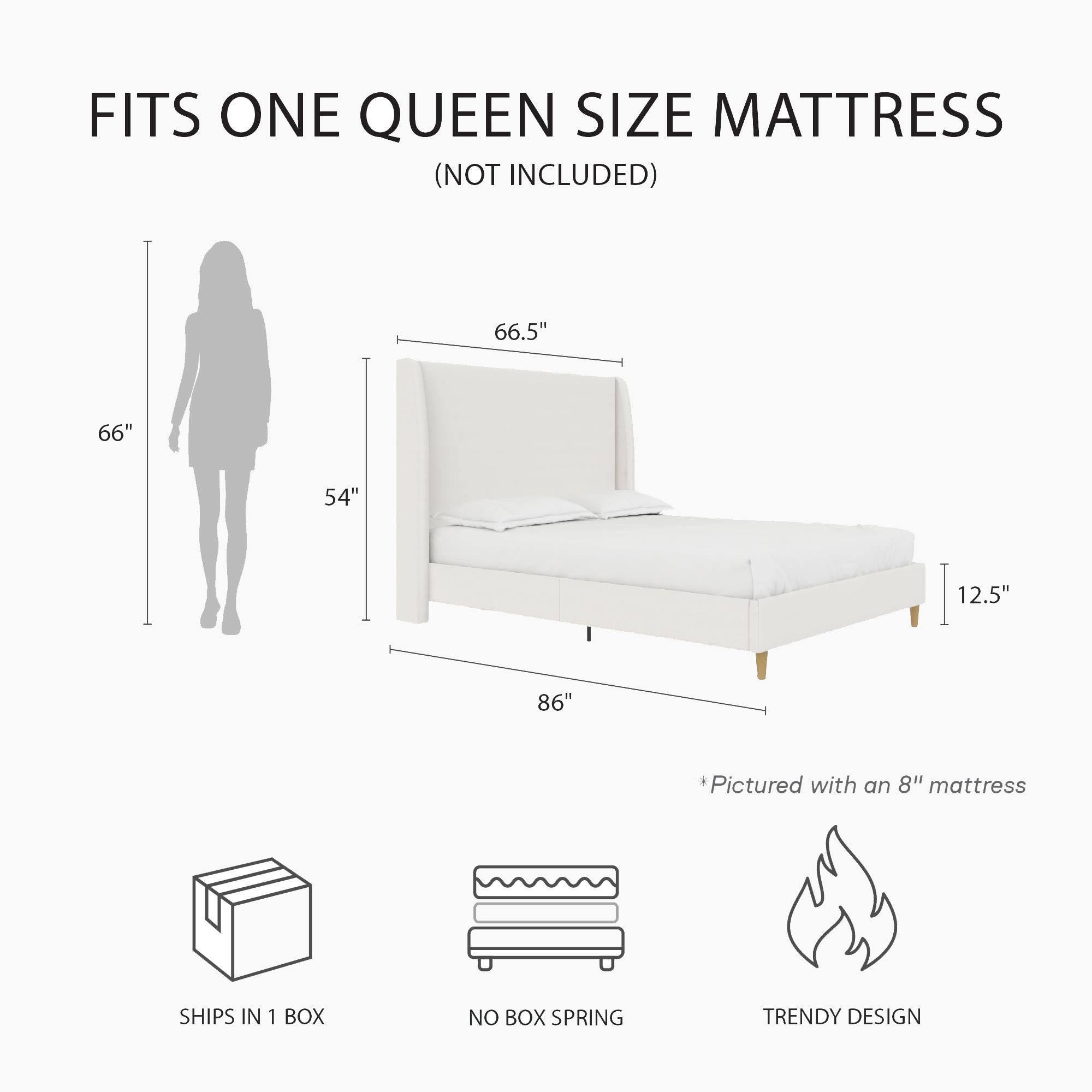 Tess Upholstered Wingback Bed