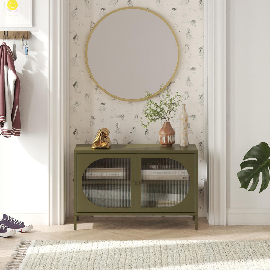 Low Luna Accent Cabinet with Fluted Glass