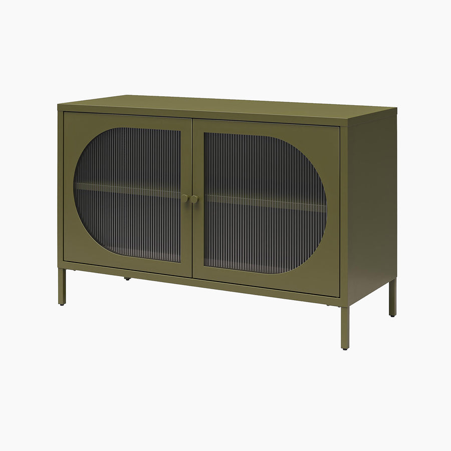 Low Luna Accent Cabinet with Fluted Glass