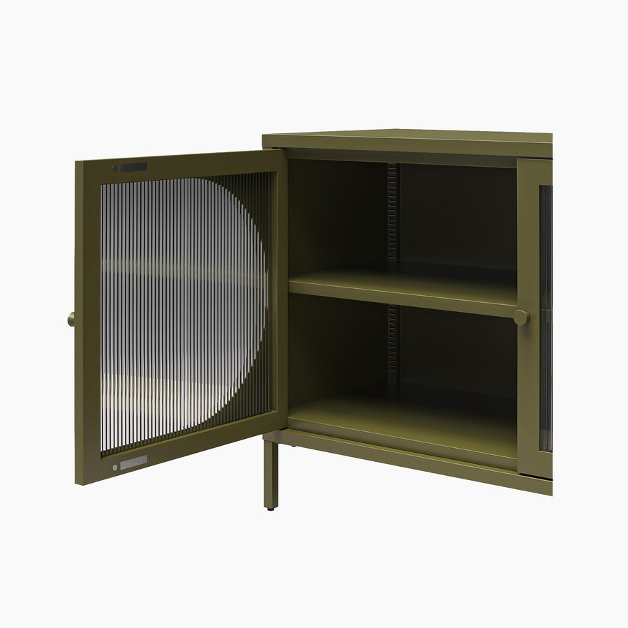 Low Luna Accent Cabinet with Fluted Glass