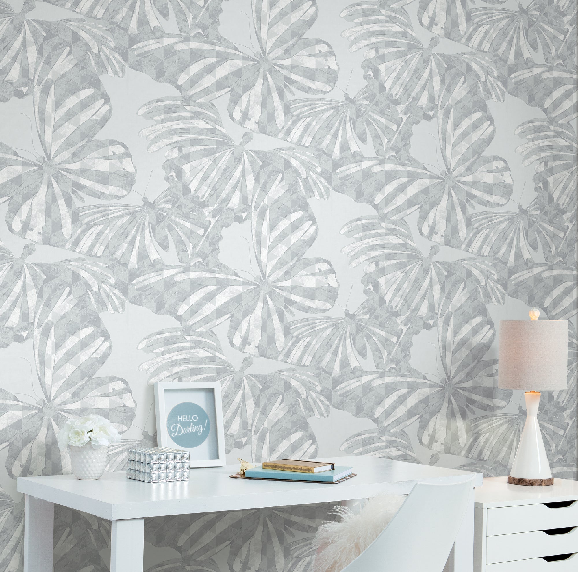 Mr. Kate Butterfly Peel &amp; Stick Wallpaper in Grey