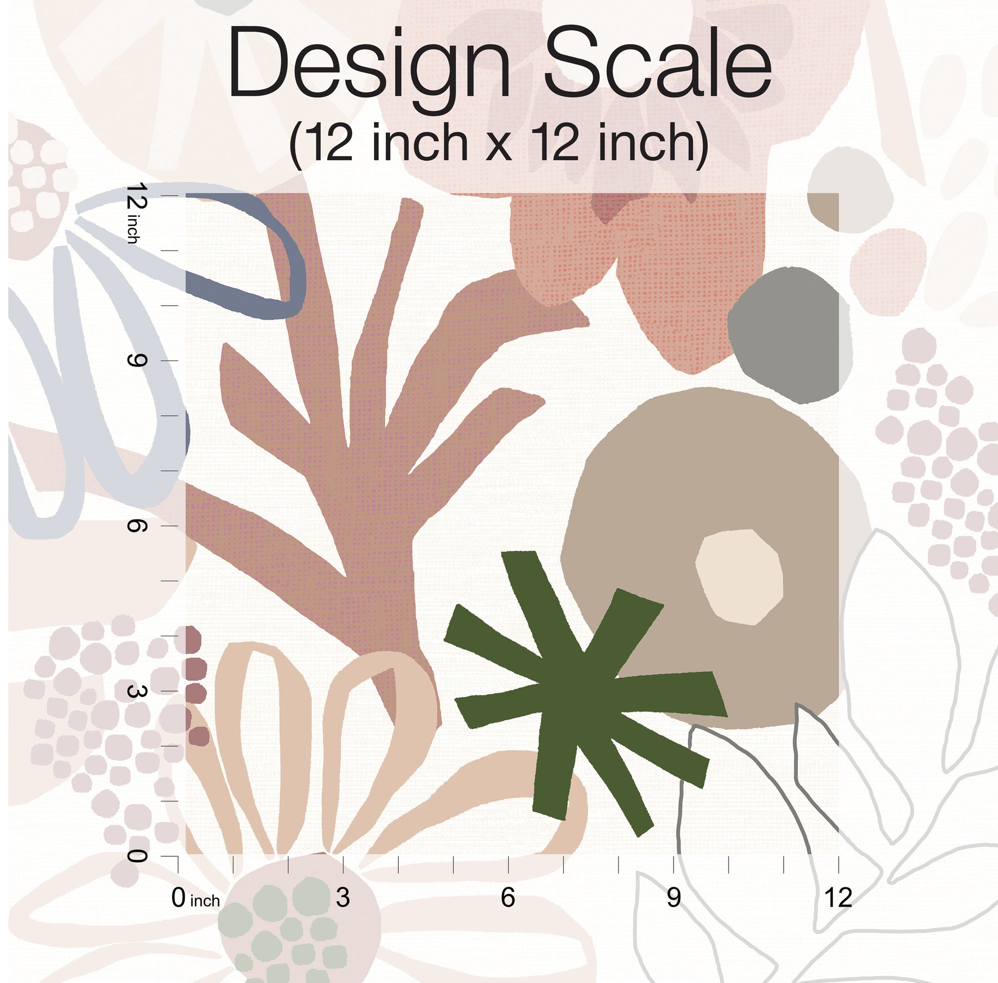 Kate Boho Abstract Art Flower Reed Light Grey Wall Backdrop Retro Whit