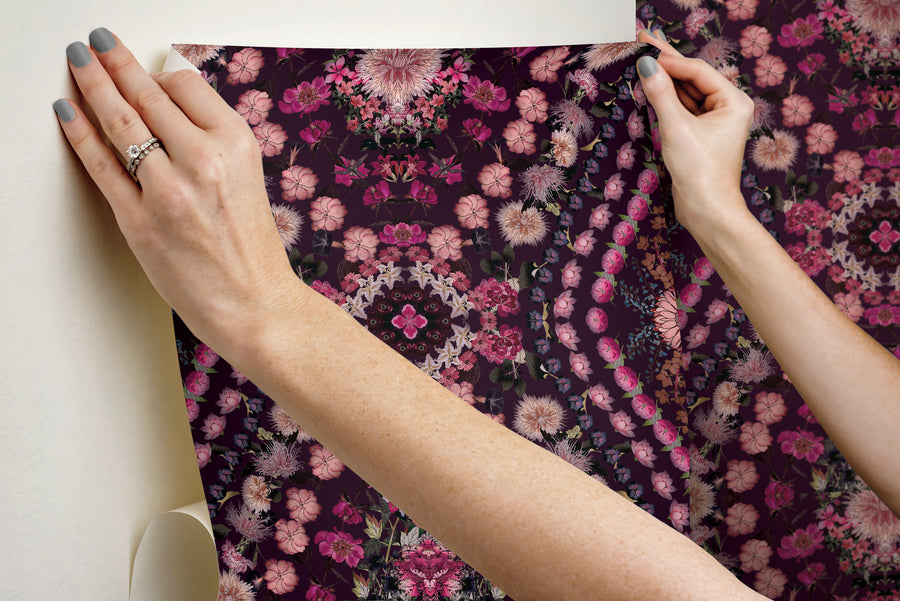Mr. Kate Dried Flower Kaleidoscope Peel & Stick Wallpaper in Pink