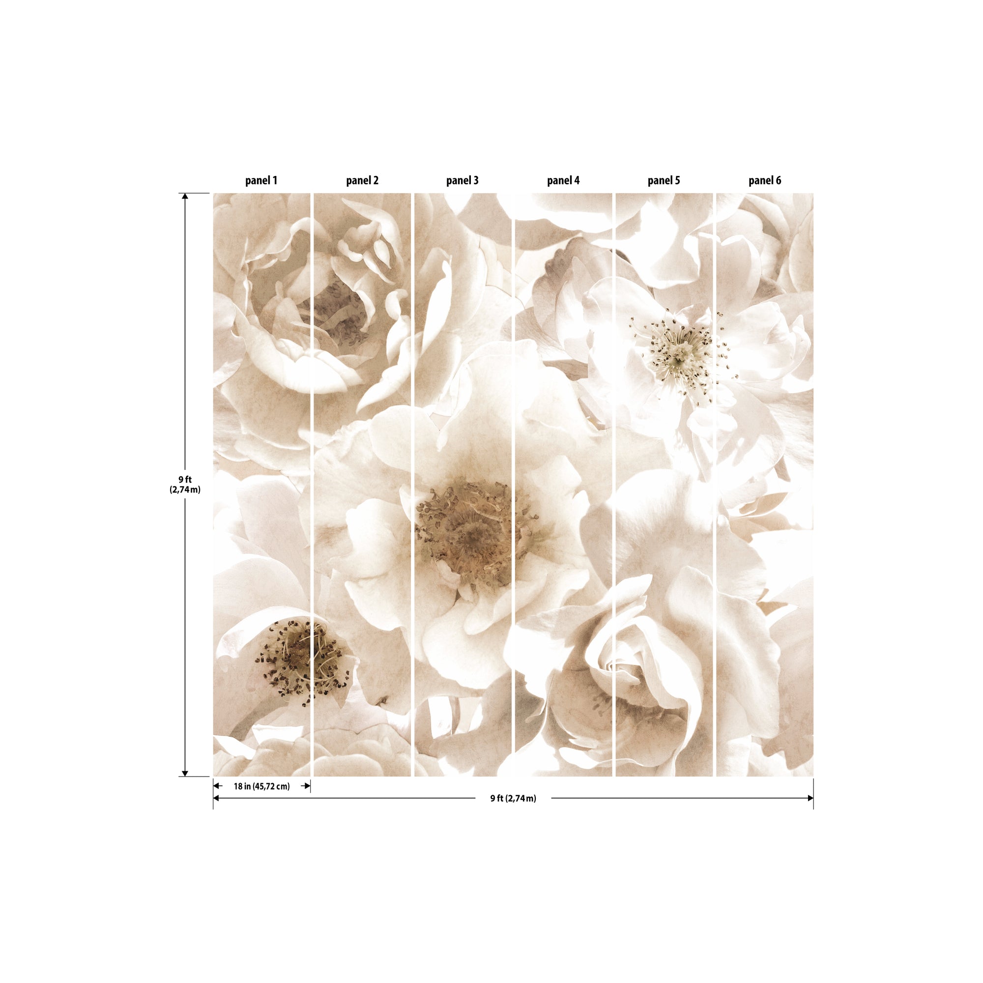 Mr. Kate Creamy Floral Peel &amp; Stick Wallpaper Mural